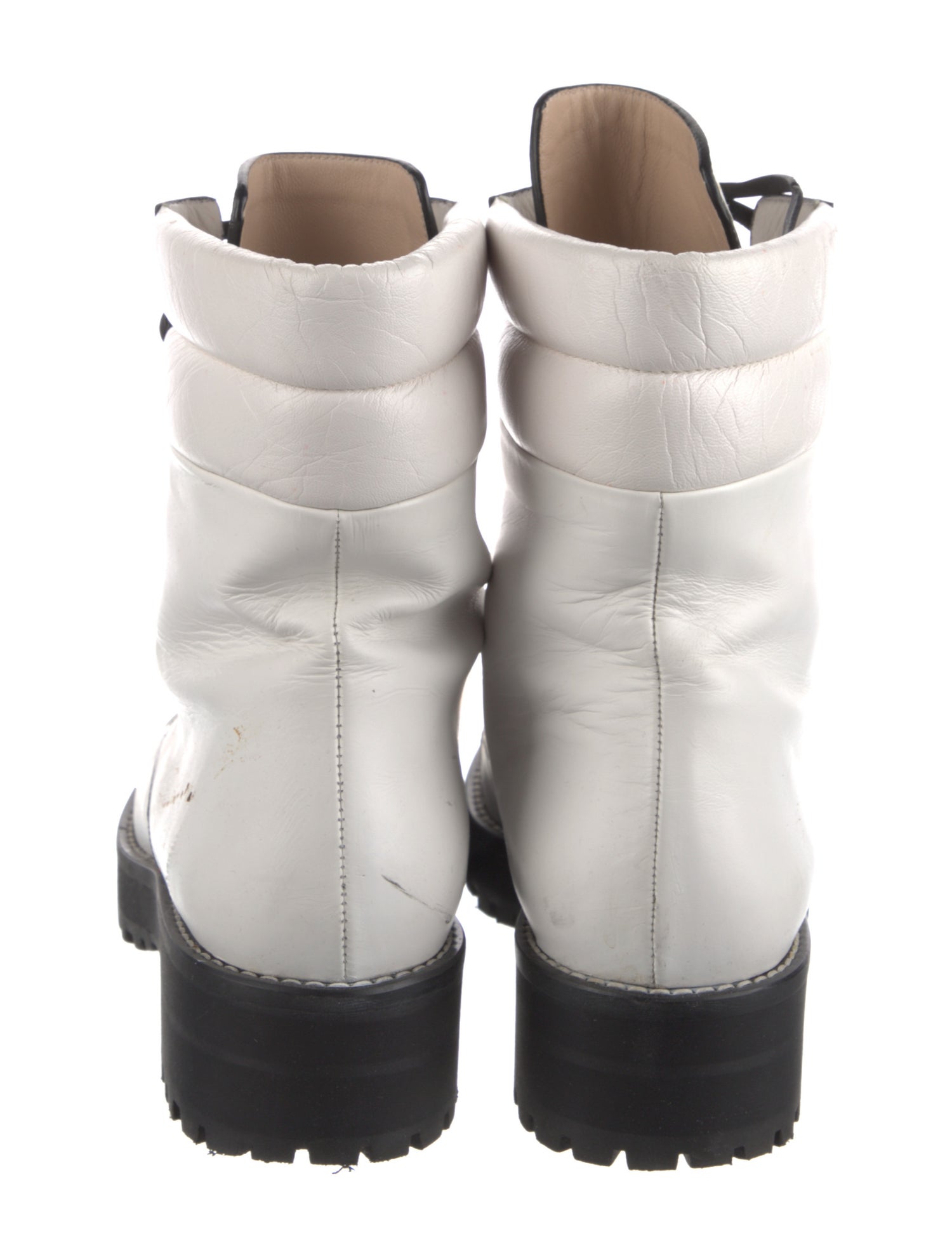 Stuart Weitzman Leather Colorblock Pattern Combat Boots